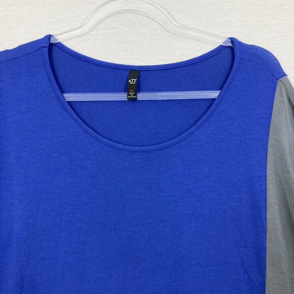 By JJ Blue Gray Color Block Ultra Soft Stretch Asymmetric Artsy Tunic XL - Picture 3 of 10